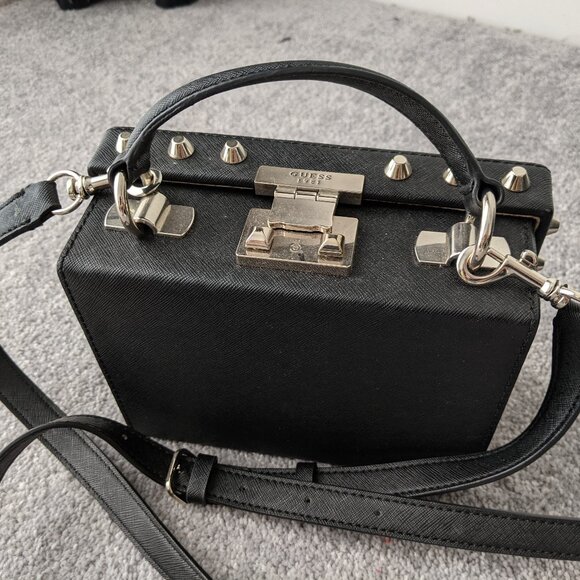 Guess Studded Black Box Bag - Picture 1 of 8
